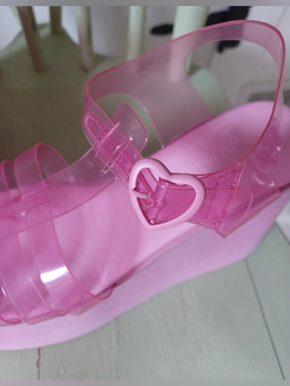 Sugar Thrillz Pink Heart-Buckle Platform Jelly Sandals - Picture 4 of 10